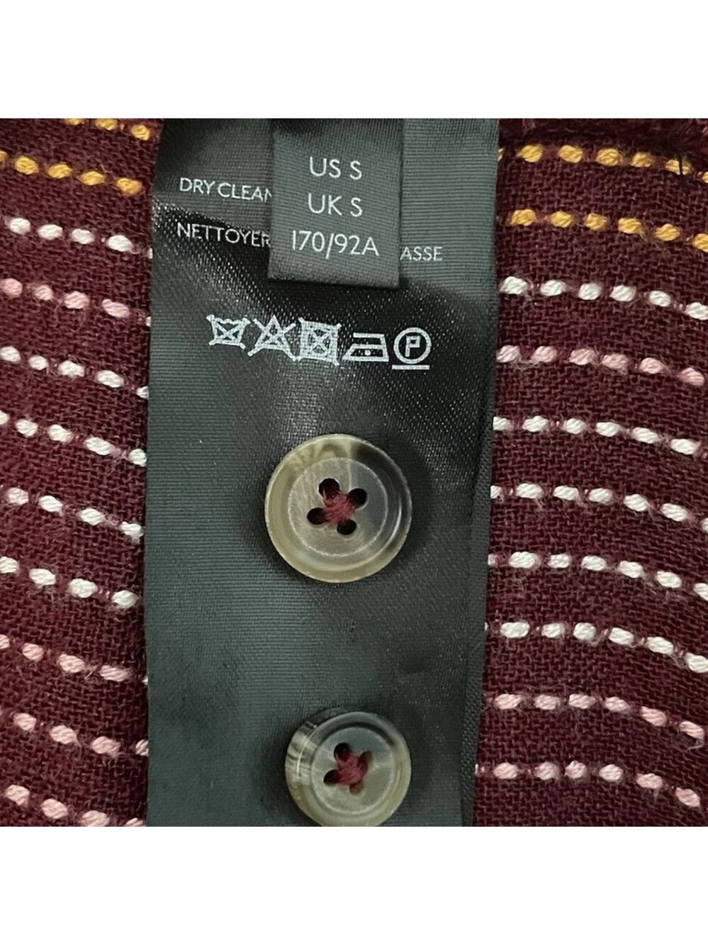 Anthropologie Isadora Button Back Tunic Burgundy Stripe Dot Wool Blend SIze S - Picture 12 of 13